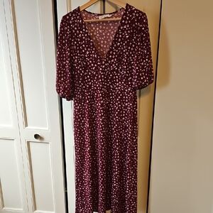 All in Favor Burgundy Floral Long Sleeve Dress